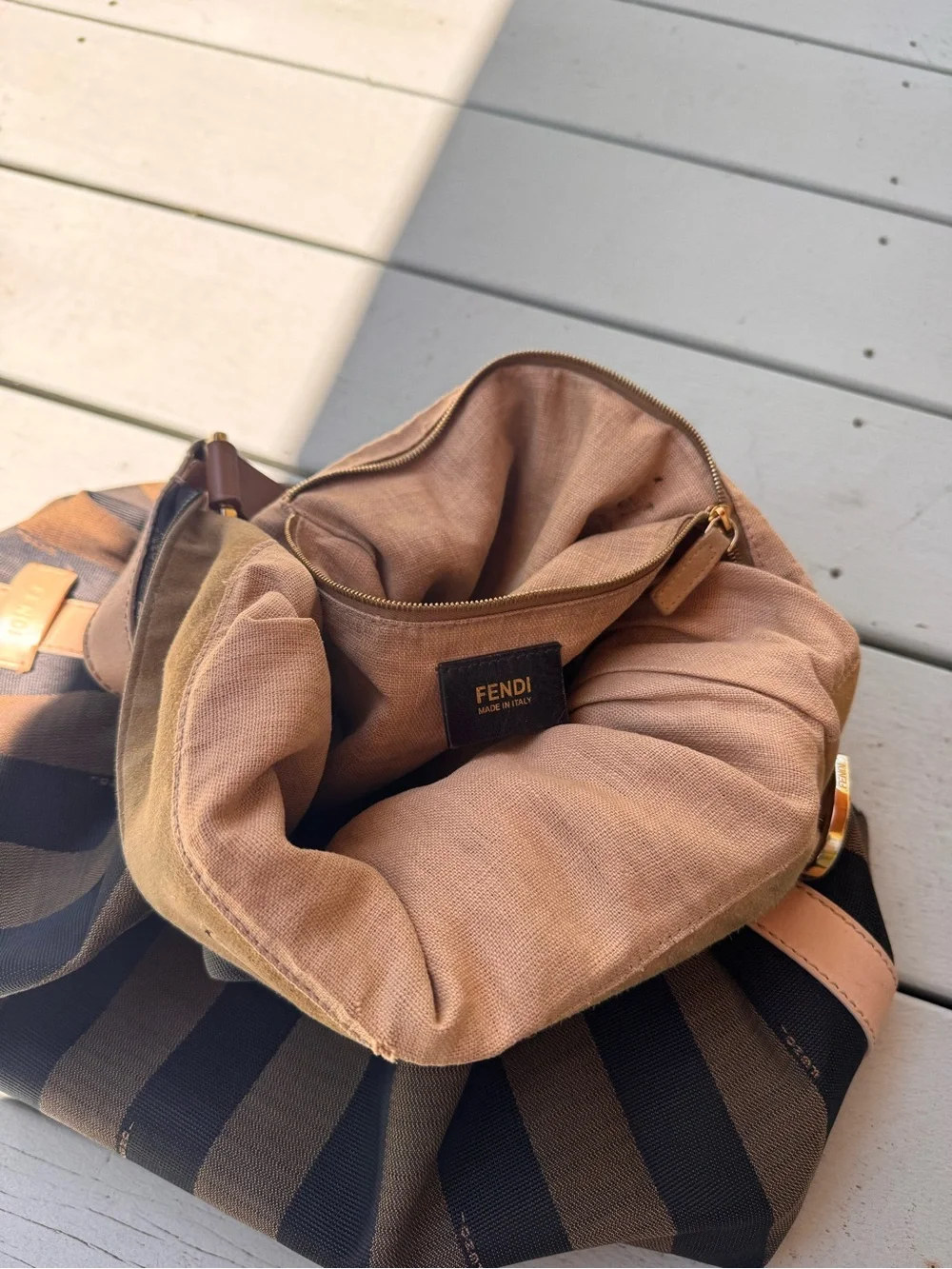 Fendi Brown and Black Striped Hobo Bag - Picture 5 of 15